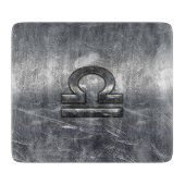 Libra Zodiac Symbol Silver Steel Style Snijplank (Voorkant)