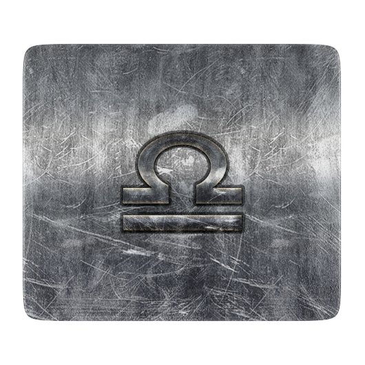 Libra Zodiac Symbol Silver Steel Style Snijplank (Voorkant)