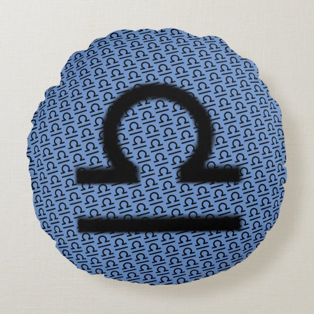 Libra Zodiac Symbol Standard by Kenneth Yoncich Rond Kussen (Voorkant)