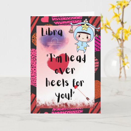 Libra Zodiac Valentijns Kaart op maat (Gele Bloem)