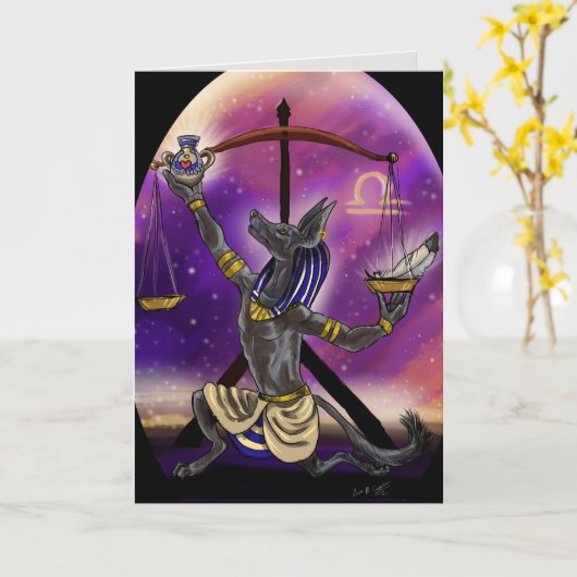 Libra Zodiac Wenskaart Kaart (Gele Bloem)