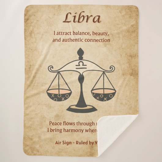 Libra Zodiac with Balanced Affirmations Sherpa Deken (Voorkant)