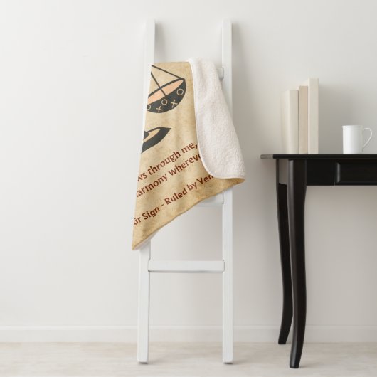 Libra Zodiac with Balanced Affirmations Sherpa Deken (In situ)