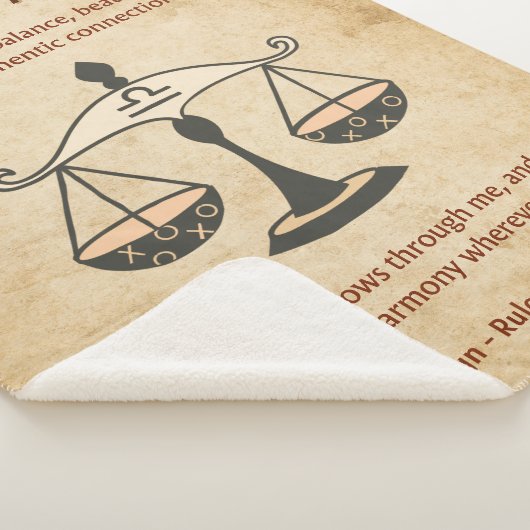 Libra Zodiac with Balanced Affirmations Sherpa Deken (3/4)