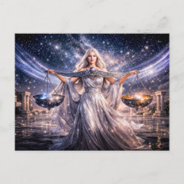 Libra Zodiac with Celestial Maiden Holding the Sca Briefkaart