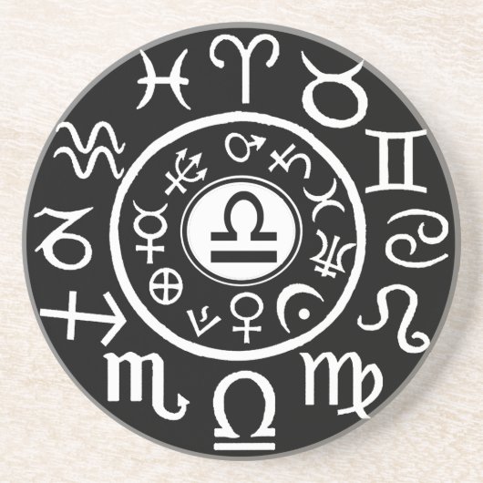 Libra Zodiac Zandsteen Onderzetter (Voorkant)