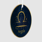 Libra zodiasymbool gouden sterren hemel gepersonal ornament (voorkant)