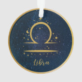 Libra zodiasymbool gouden sterren hemel gepersonal ornament (achterkant)