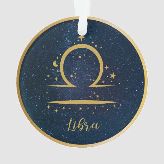 Libra zodiasymbool gouden sterren hemel gepersonal ornament (achterkant)