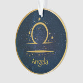 Libra zodiasymbool gouden sterren hemel gepersonal ornament (voorkant)