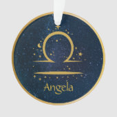Libra zodiasymbool gouden sterren hemel gepersonal ornament (voorkant)
