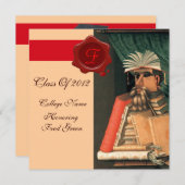 LIBRARIAANSE AFSTUDEREN PARCHMENT WAX SEAL MONOGRA KAART (Voorkant / Achterkant)