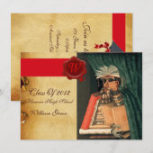 LIBRARIAANSE AFSTUDEREN PARCHMENT WAX SEAL MONOGRA KAART (Voorkant / Achterkant)