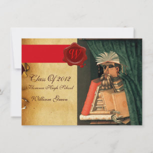 LIBRARIAANSE AFSTUDEREN PARCHMENT WAX SEAL MONOGRA KAART