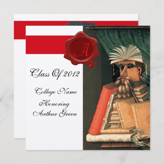 LIBRARIAANSE AFSTUDEREN PARCHMENT WAX SEAL MONOGRA KAART (Voorkant / Achterkant)