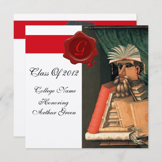 LIBRARIAANSE AFSTUDEREN PARCHMENT WAX SEAL MONOGRA KAART (Voorkant / Achterkant)