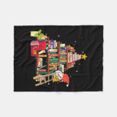 Librarian And Book Lover Christmas Library Tree Li Fleece Deken (Voorkant (Horizontaal))