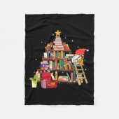Librarian And Book Lover Christmas Library Tree Li Fleece Deken (Voorkant)