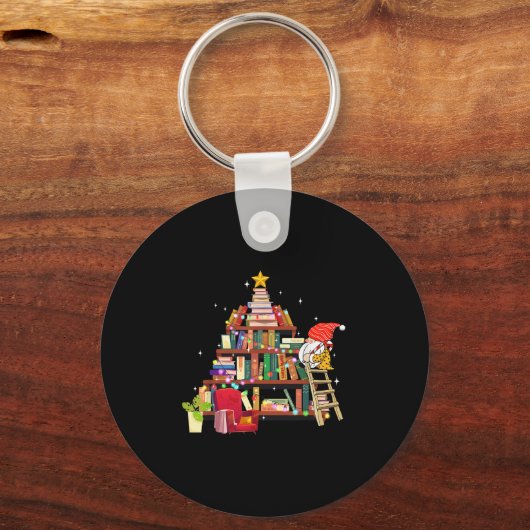Librarian And Book Lover Christmas Library Tree Li Sleutelhanger (Voorkant)