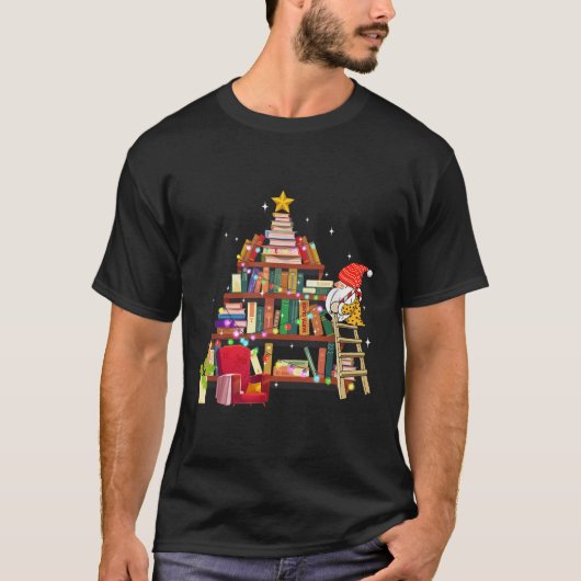 Librarian And Book Lover Christmas Library Tree Li T-shirt (Voorkant)