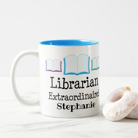 Librarian Apprecialized Tweekleurige Koffiemok (Met donut)