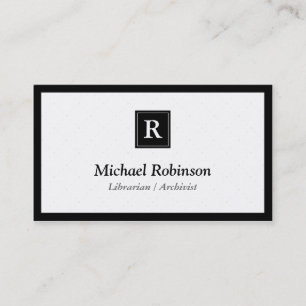 Librarian Archivist - Simple Elegant Monogram Visitekaartje