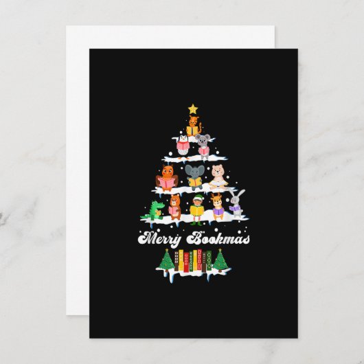 Librarian Book Lover Books kerstboom Merry Bo Kaart (Voorkant / Achterkant)