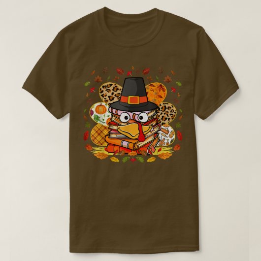 Librarian Book Lover Reader Funny Turkey Thanksgiv T-shirt (Design voorkant)