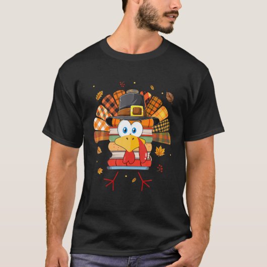 Librarian Book Lover Reader Funny Turkey Thanksgiv T-shirt (Voorkant)