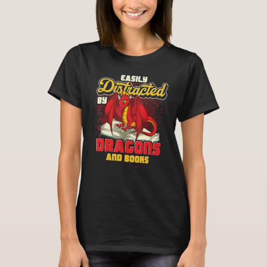 Librarian Bookworm Reading Cute Dragon Book Drago T-shirt (Voorkant)