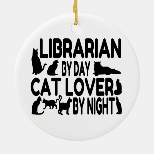 Librarian Cat Lover Keramisch Ornament (Achterkant)