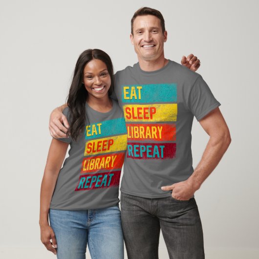 Librarian Gift Eat Sleep Library Herhalen T-shirt (Unisex)