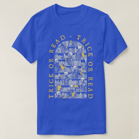 Librarian Halloween Trick Or Read Gothic Skeleton T-shirt (Design voorkant)