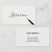 Librarian Handschrift Script Elegant Linen Visitekaartje (Voorkant / Achterkant)