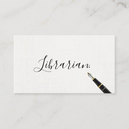 Librarian Handschrift Script Elegant Linen Visitekaartje (Voorkant)