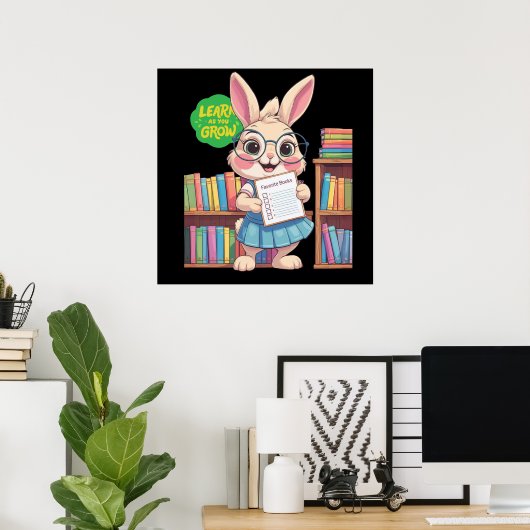 🐰📚 Librarian-in-Training Star – Rabbit Edition Poster (Thuiskantoor)