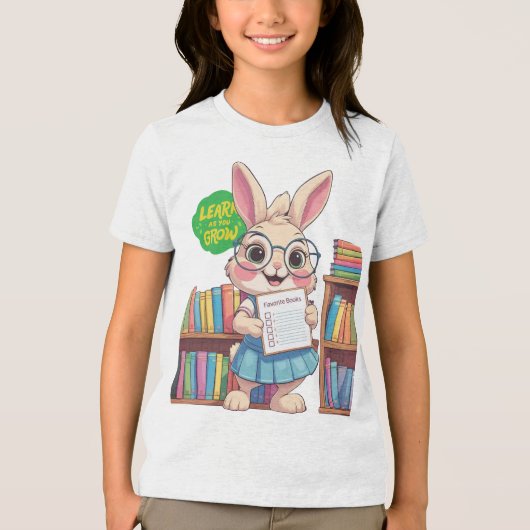 🐰📚 Librarian-in-Training Star – Rabbit Edition Tri-Blend Shirt (Voorkant)