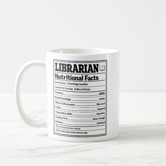Librarian Nutritional Facts Funny Book Lover Koffiemok (Links)