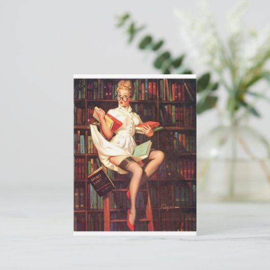 Librarian Pin Up Briefkaart (Staand voorkant)