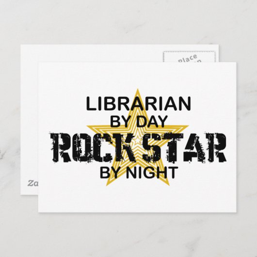 Librarian Rock Star by Night Briefkaart (Voorkant / Achterkant)