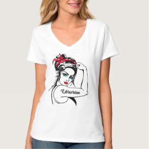 Librarian Rosie de Riveter omhoog T-shirt