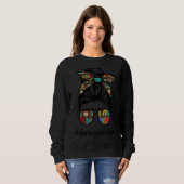 Librarian Teacher Messy Bun Life Book Library Back Trui (Voorkant volledig)