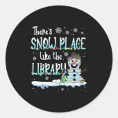 Librarian There's Snow Place Like The Library Chri Ronde Sticker (Voorkant)