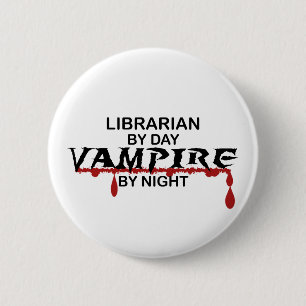 Librarian Vampire bij nacht Ronde Button 5,7 Cm