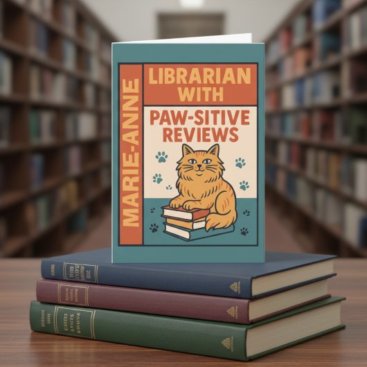 Librarian With Paw-sitive Reviews Cat & Book Lover Kaart