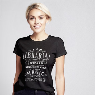 Librarian Wizard Magic Coffee Grappig T-shirt