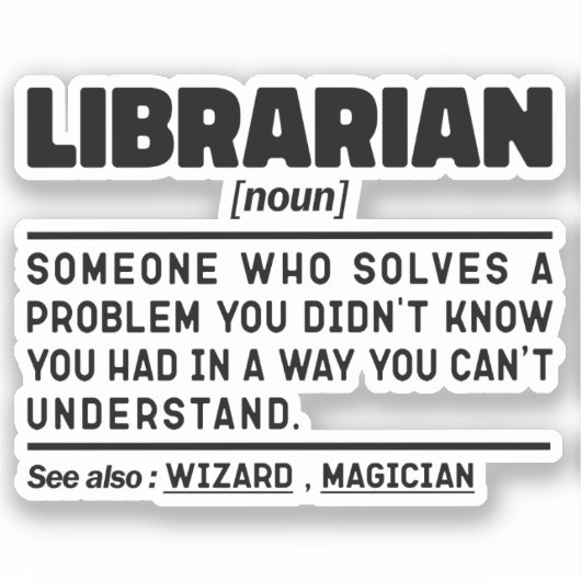 Librarian zelfstandig naamwoord definitie lezen mi sticker (Voorkant)