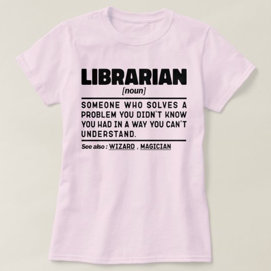 Librarian zelfstandig naamwoord definitie lezen mi t-shirt (Design voorkant)