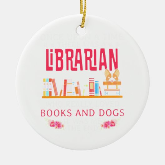Librarische boeken en honden keramisch ornament (Voorkant)