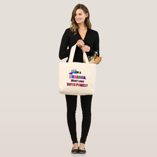 Librarische superheld - Vet kleurrijk tekstontwerp Grote Tote Bag (Voorkant (model))